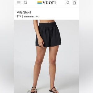 Vuori Villa Shorts High Rise Size Small